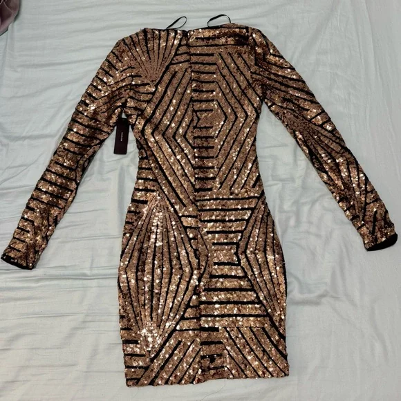 Lulus Party in Hills Black and Gold Sequin Bodycon Dress - Picture 6 of 7